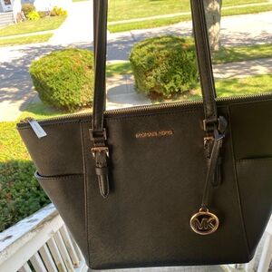 Michael Kors Large Charlotte Tote Bag Leather Black (gently used)